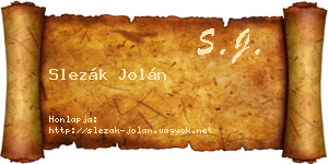 Slezák Jolán névjegykártya