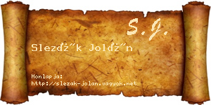Slezák Jolán névjegykártya